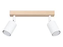 Lámparas de techo Flare moderno de acero/madera - 2 fuentes luminosas 3000K - L.46 x A.17,5 cm - madera blanca