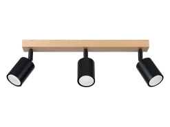 Lámparas de techo Flare moderno de acero/madera - 3 fuentes luminosas 4000K - L.61 x A.17,5 cm - madera negra