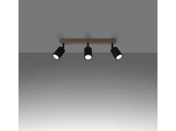 Lámparas de techo Flare moderno de acero/madera - 3 fuentes luminosas 4000K - L.61 x A.17,5 cm - madera negra