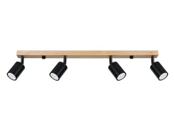 Lámparas de techo Flare moderno de acero/madera - 4 fuentes luminosas 4000K - L.96 x A.17,5 cm - madera negra