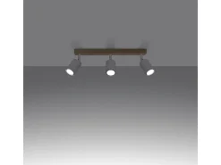 Lámparas de techo Flare moderno de acero/madera - 3 fuentes luminosas 4000K - L.61 x A.17,5 cm - madera blanca