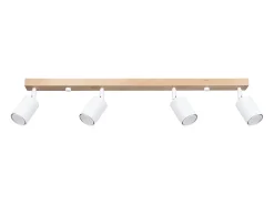 Lámparas de techo Flare moderno de acero/madera - 4 fuentes luminosas 3000K - L.96 x A.17,5 cm - madera blanca
