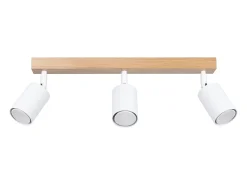 Lámparas de techo Flare moderno de acero/madera - 3 fuentes luminosas 3000K - L.61 x A.17,5 cm - madera blanca