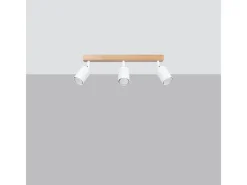 Lámparas de techo Flare moderno de acero/madera - 3 fuentes luminosas 3000K - L.61 x A.17,5 cm - madera blanca