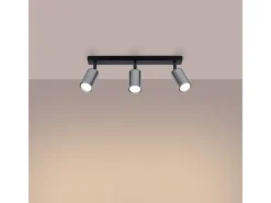 Lámparas de techo Glois moderno de acero - 3 fuentes luminosas 4000K - L.45 x A.18,5 cm - negro/cromo