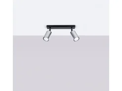 Lámparas de techo Glois moderno de acero - 2 fuentes luminosas 3000K - L.30 x A.18,5 cm - negro/cromo