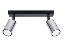 Lámparas de techo Glois moderno de acero - 2 fuentes luminosas 3000K - L.30 x A.18,5 cm - negro/cromo