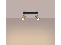 Lámparas de techo Glois moderno de acero - 2 fuentes luminosas 4000K - L.30 x A.18,5 cm - oro negro