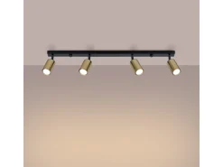 Lámparas de techo Glois moderno de acero - 4 fuentes luminosas 4000K - L.82 x A.18,5 cm - oro negro