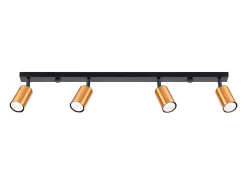 Lámparas de techo Glois moderno de acero - 4 fuentes luminosas 3000K - L.82 x A.18,5 cm - negro/cobre