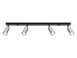 Lámparas de techo Glois moderno de acero - 4 fuentes luminosas 3000K - L.82 x A.18,5 cm - negro/cromo