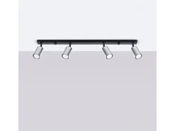 Lámparas de techo Glois moderno de acero - 4 fuentes luminosas 3000K - L.82 x A.18,5 cm - negro/cromo