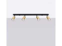 Lámparas de techo Glois moderno de acero - 4 fuentes luminosas 3000K - L.82 x A.18,5 cm - oro negro
