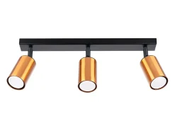 Lámparas de techo Glois moderno de acero - 3 fuentes luminosas 4000K - L.45 x A.18,5 cm - negro/cobre