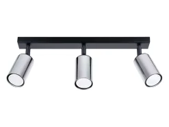 Lámparas de techo Glois moderno de acero - 3 fuentes luminosas 3000K - L.45 x A.18,5 cm - negro/cromo