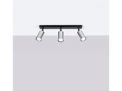 Lámparas de techo Glois moderno de acero - 3 fuentes luminosas 3000K - L.45 x A.18,5 cm - negro/cromo