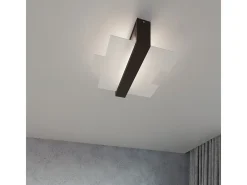 Lámparas de techo Ignis escandinavo de madera/vidrio - 2 fuentes luminosas 3000K - L.43 x A.12 cm - wengué