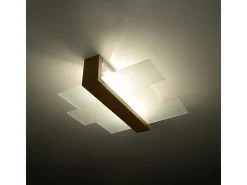 Lámparas de techo Ignis escandinavo de madera/vidrio - 2 fuentes luminosas 4000K - L.43 x A.12 cm - madera natural