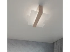 Lámparas de techo Ignis escandinavo de madera/vidrio - 2 fuentes luminosas 4000K - L.43 x A.12 cm - madera natural