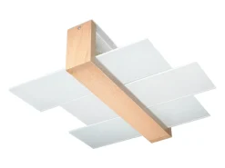 Lámparas de techo Ignis escandinavo de madera/vidrio - 2 fuentes luminosas 4000K - L.43 x A.12 cm - madera natural