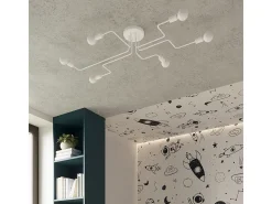 Lámparas de techo Infinix industrial de acero - 4 fuentes luminosas 4000K - L.78 x A.15,5 cm - blanco