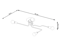Lámparas de techo Infinix industrial de acero - 4 fuentes luminosas 4000K - L.78 x A.15,5 cm - negro