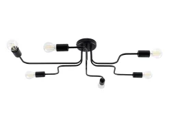 Lámparas de techo Infinix industrial de acero - 6 fuentes luminosas 3000K - L.80 x A.15,5 cm - negro