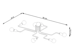 Lámparas de techo Infinix industrial de acero - 6 fuentes luminosas 3000K - L.80 x A.15,5 cm - negro