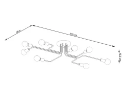Lámparas de techo Infinix industrial de acero - 8 fuentes luminosas 3000K - L.103 x A.15,5 cm - negro