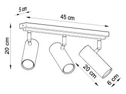 Lámparas de techo Invicta moderno de acero - 3 fuentes luminosas 4000K - L.45 x A.20 cm - blanco