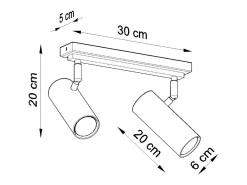 Lámparas de techo Invicta moderno de acero - 2 fuentes luminosas 4000K - L.30 x A.20 cm - negro