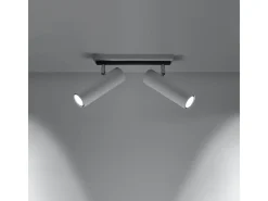 Lámparas de techo Invicta moderno de acero - 2 fuentes luminosas 4000K - L.30 x A.20 cm - blanco
