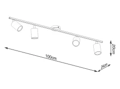 Lámparas De Techo Lemmi Moderno De Acero - 4 Fuentes Luminosas - L.100 X A.20 Cm - Blanco