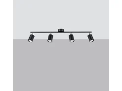 Lámparas De Techo Lemmi Moderno De Acero - 4 Fuentes Luminosas - L.100 X A.20 Cm - Negro