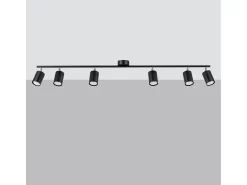 Lámparas De Techo Lemmi Moderno De Acero - 6 Fuentes Luminosas - L.135 X A.20 Cm - Negro