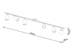 Lámparas De Techo Lemmi Moderno De Acero - 6 Fuentes Luminosas - L.135 X A.20 Cm - Negro