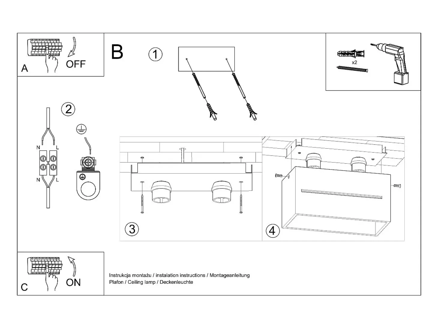 Lámparas De Techo Lobo Moderno De Aluminio - 2 Fuentes Luminosas - L.20 X A.10 Cm - Blanco