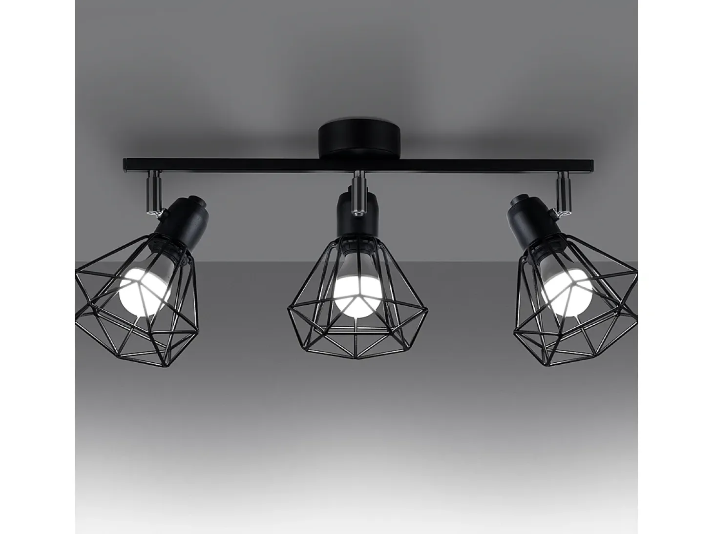 Lámparas de techo Lunova moderno de acero - 3 fuentes luminosas 4000K - L.52 x A.19 cm - negro