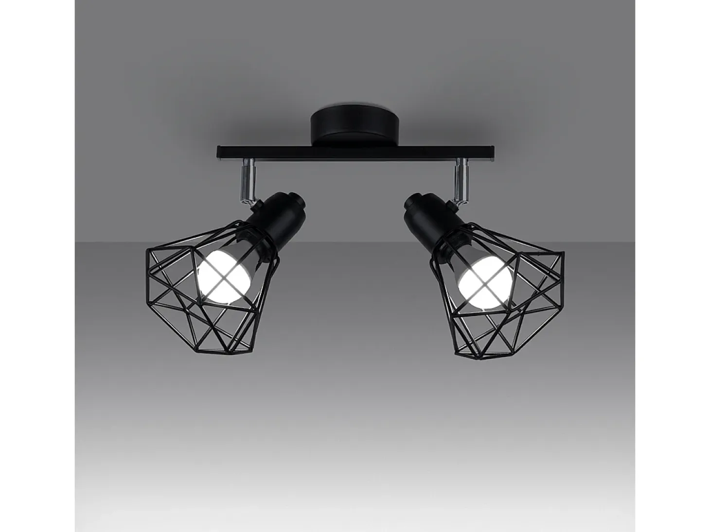 Lámparas de techo Lunova moderno de acero - 2 fuentes luminosas 4000K - L.31 x A.19 cm - negro