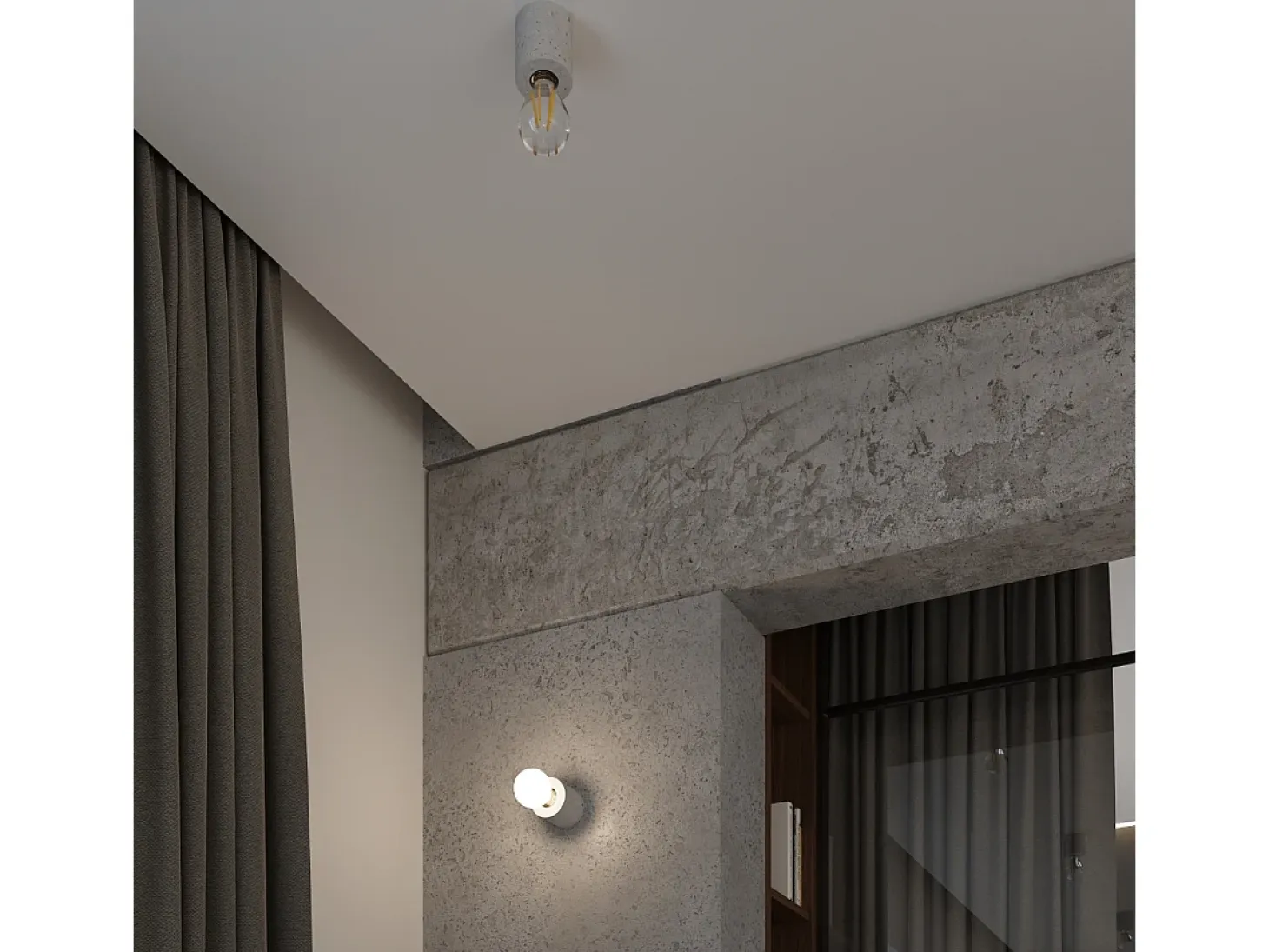 Lámparas de techo Nalvado industrial de concreto - 1 fuentes luminosas 4000K - L.10 x A.10 cm - gris