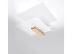 Lámparas de techo Nappo escandinavo de madera/vidrio - 2 fuentes luminosas 3000K - L.40 x A.47,5 cm - madera natural