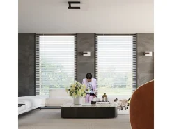Lámparas de techo Nappo escandinavo de madera/vidrio - 2 fuentes luminosas 4000K - L.40 x A.47,5 cm - wengué