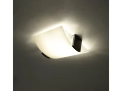 Lámparas de techo Nerilo moderno de madera/vidrio - 2 fuentes luminosas 4000K - L.30 x A.14 cm - wengué/blanco