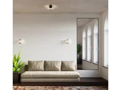 Lámparas de techo Nerilo moderno de madera/vidrio - 2 fuentes luminosas 4000K - L.30 x A.14 cm - wengué/blanco