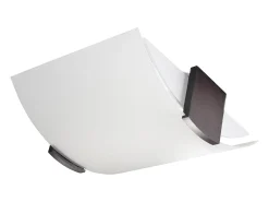 Lámparas de techo Nerilo moderno de madera/vidrio - 2 fuentes luminosas 4000K - L.30 x A.14 cm - wengué/blanco