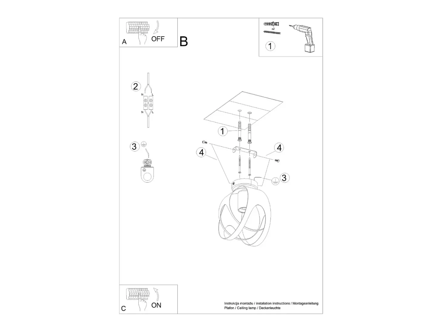 Lámparas de techo Novetex moderno de acero - 1 fuentes luminosas 4000K - L.16 x A.21 cm - blanco