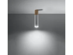 Lámparas de techo Poblano moderno de acero/madera - 1 fuentes luminosas 4000K - L.6 x A.30 cm - madera natural/blanco