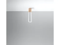 Lámparas de techo Poblano moderno de acero/madera - 1 fuentes luminosas 3000K - L.6 x A.30 cm - madera natural/blanco