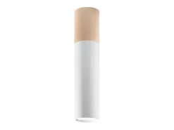 Lámparas de techo Poblano moderno de acero/madera - 1 fuentes luminosas 3000K - L.6 x A.30 cm - madera natural/blanco