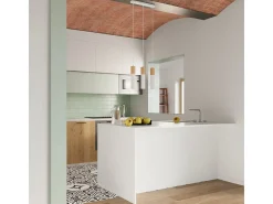 Lámparas de techo Poblano moderno de acero/madera - 1 fuentes luminosas 3000K - L.6 x A.30 cm - madera natural/blanco